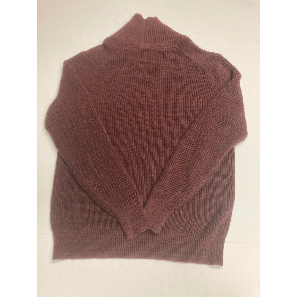 Weatherproof Men's Cotton Ribbed Knit Mock Neck Pullover Sweater Burgundy L